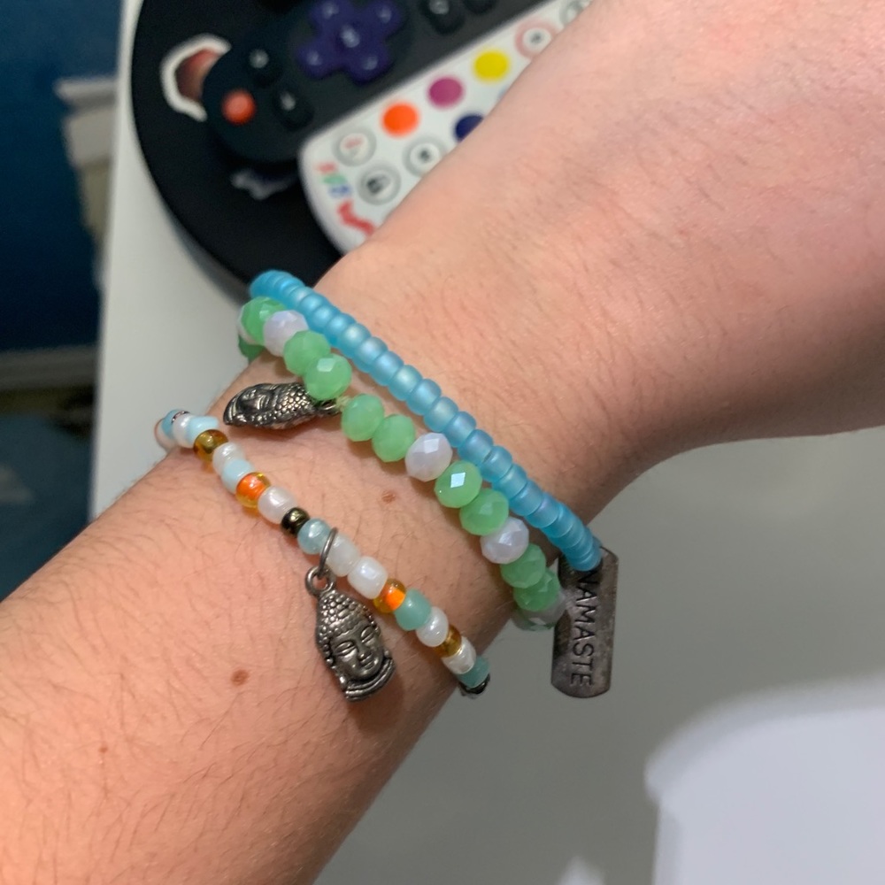 3 BRACELETS NAMASTE BUDDHA JEWELRY SHAKRA